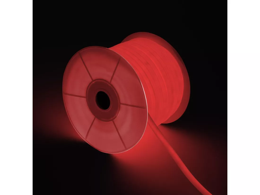 Bobine Néon LED Flexible 360º Rond Dimmable 220V AC 120LED/m IP67 Rouge 50 Mètres sur Mesure Coupe Tous les 100cm Rouge