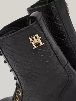 Botas de cano curto Essential TH em couro com monograma em relevo