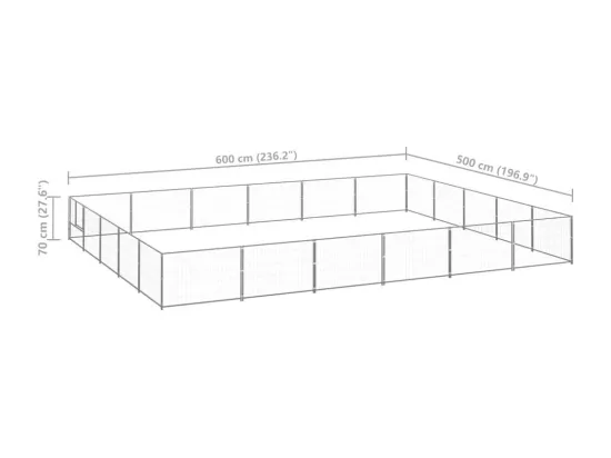 Chenil extérieur cage enclos argenté 600 x 500 x 70 cm 02_0000266