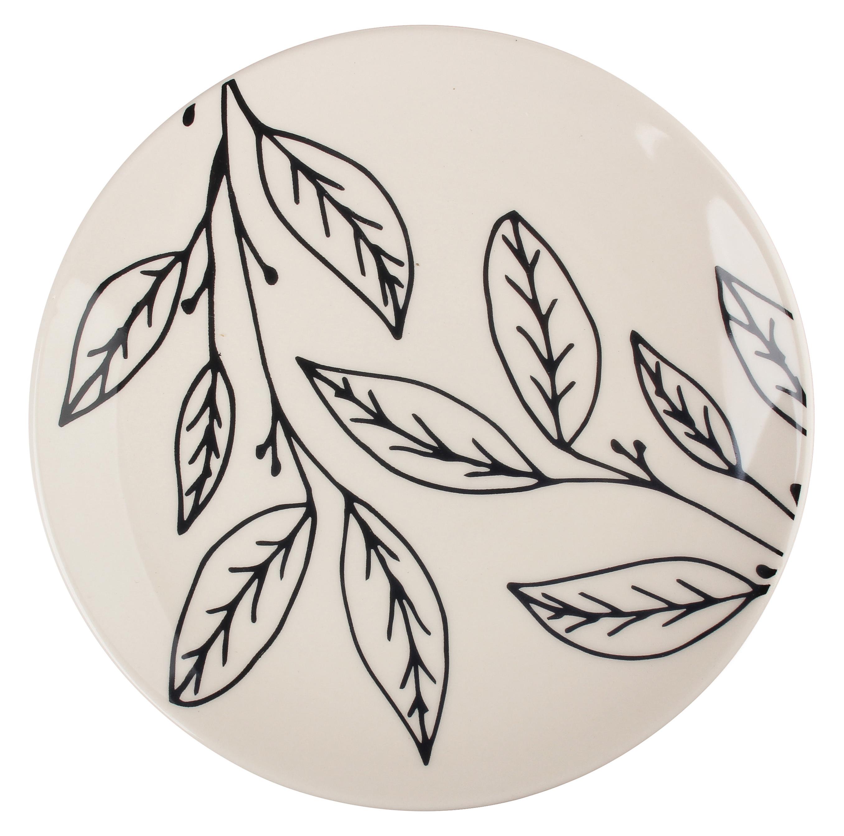 ASSIETTE A DESSERT FLEUR GRES DECOREE FORME COUPE 19CM