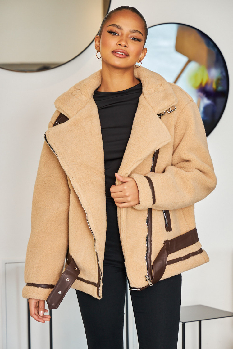 Perfecto camel en fourrure