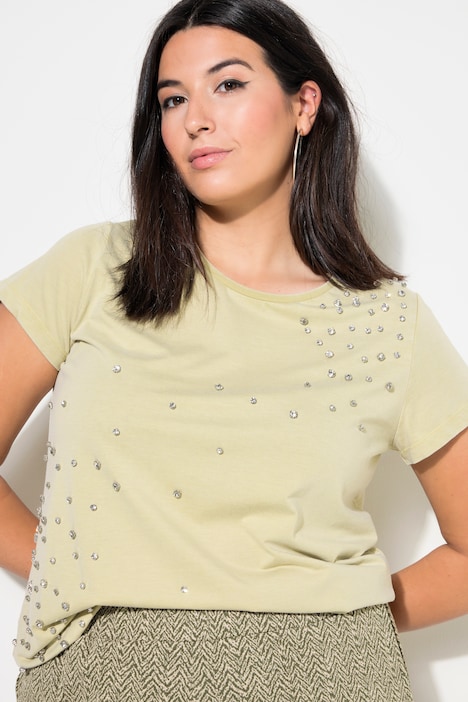 T-Shirt, Classic Shape, Vintage Look, Strass