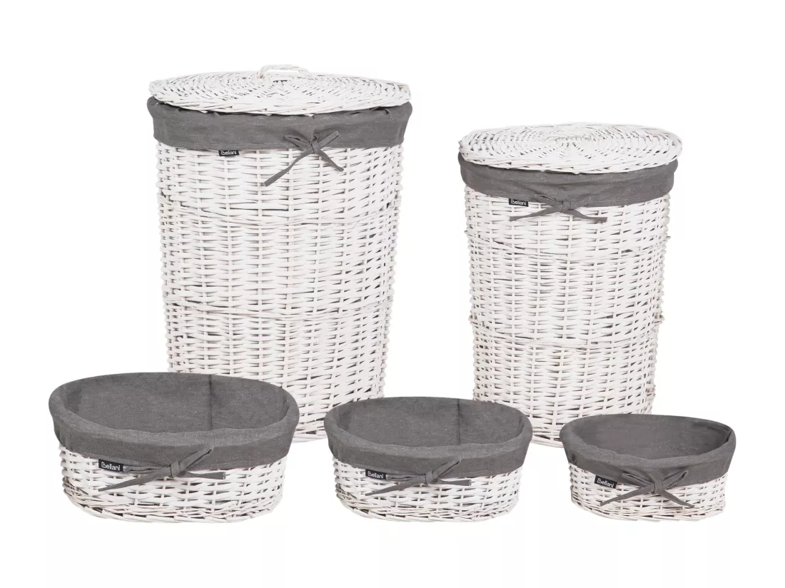 Lot de 5 paniers en saule gris VAKARI