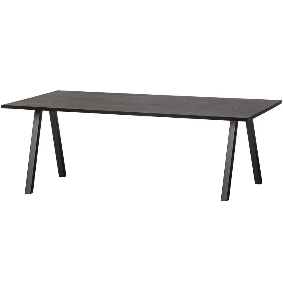 WOOOD Tablo Tafel met 2-stand Poot - Eiken/Metaal - Zwart - 75x220x90