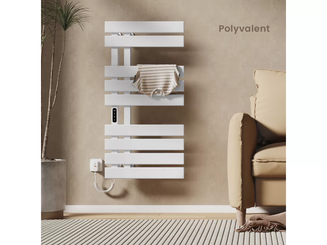 EMKE Sèche-Serviettes Électrique de salle de bain 1000 x 500 mm, Porte-serviettes chauffant électrique, Blanc 350W,Chauffe-serviettes Électrique