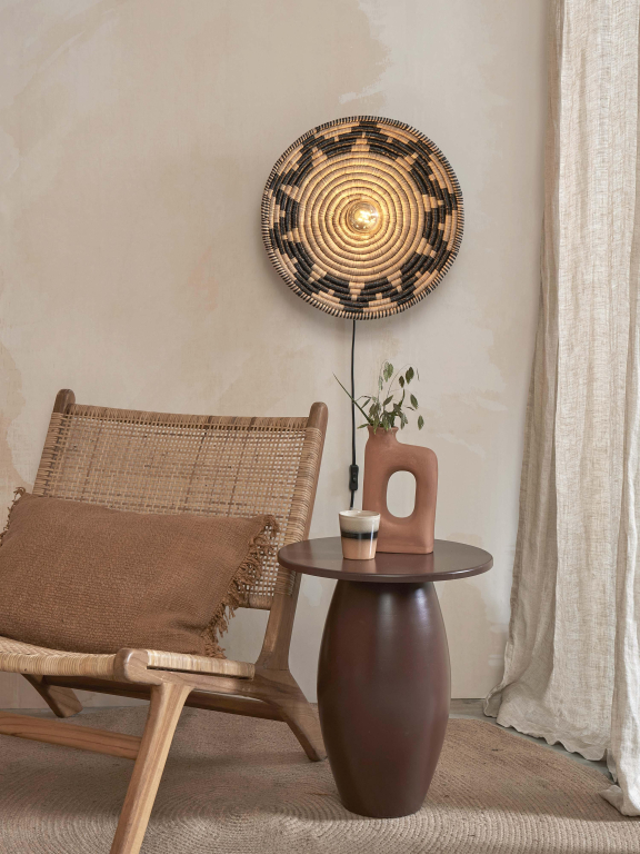 Good&Mojo Andros wandlamp Ø45 zwart/naturel