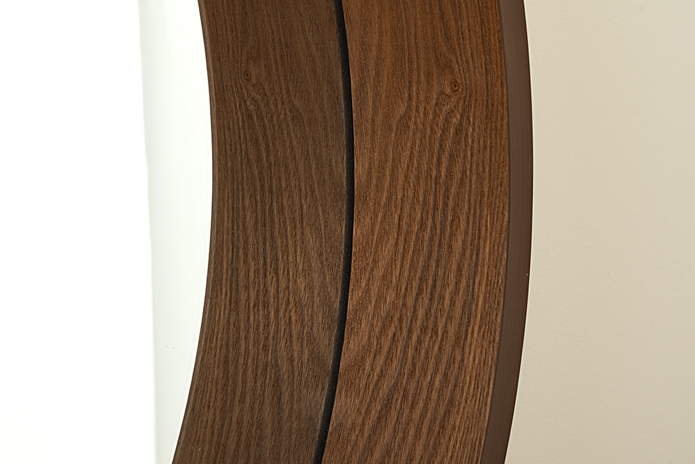 Runder Wandspiegel PORTRAIT 70cm braun Echtholzfurnier in Walnussholz-Design