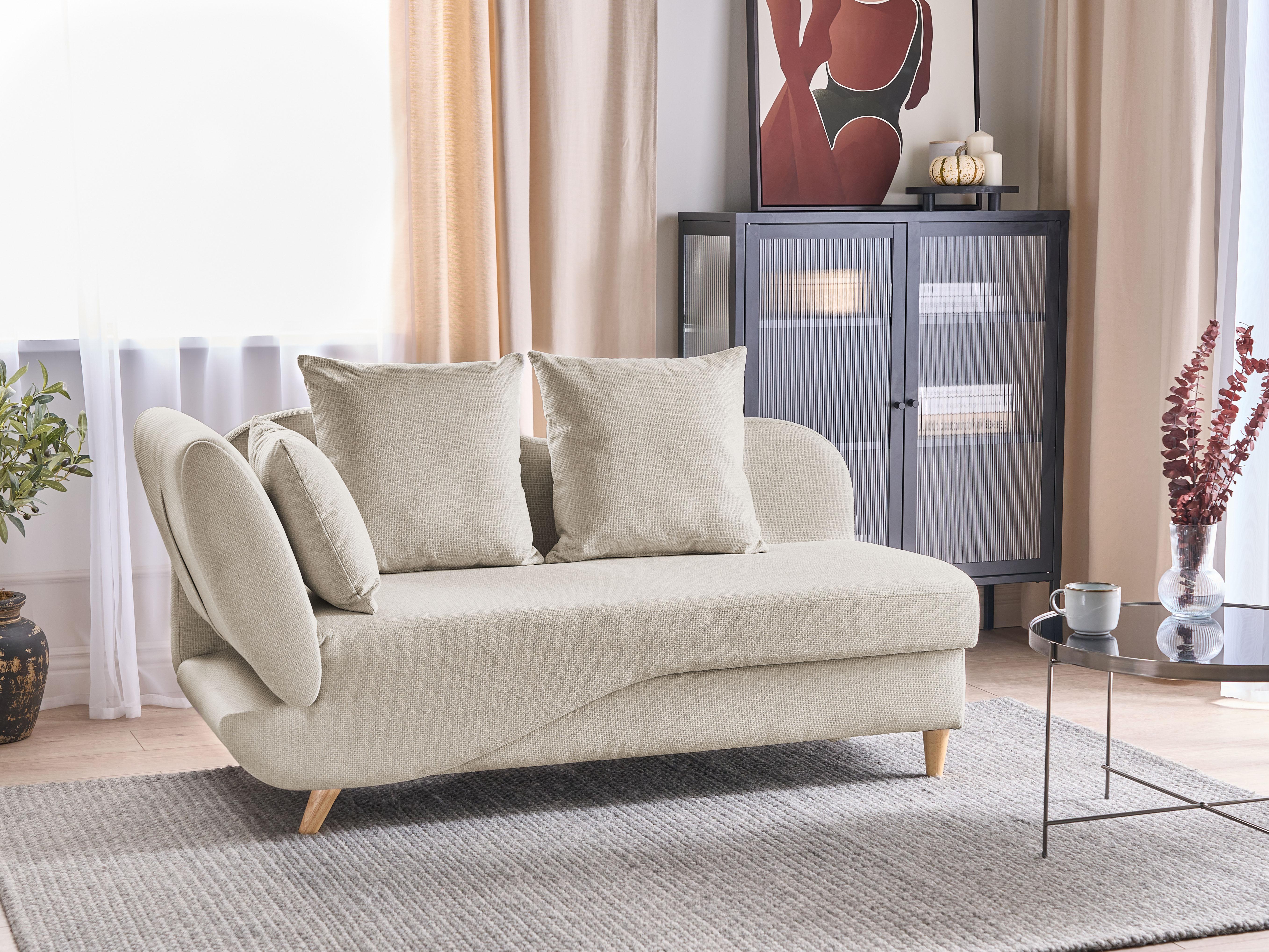 Linkszijdige chaise longue MERI Kunstlinnen Beige met opbergruimte