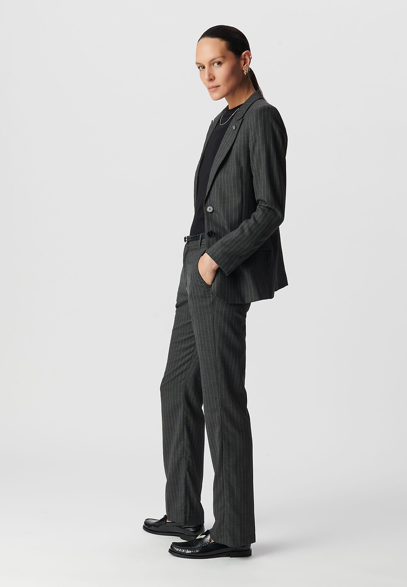 IKKS<br>Blazer listrado em espinha de peixe