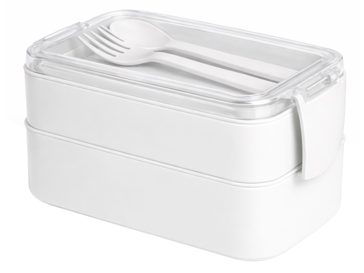 HEM 2-laags lunchbox met bestek - White