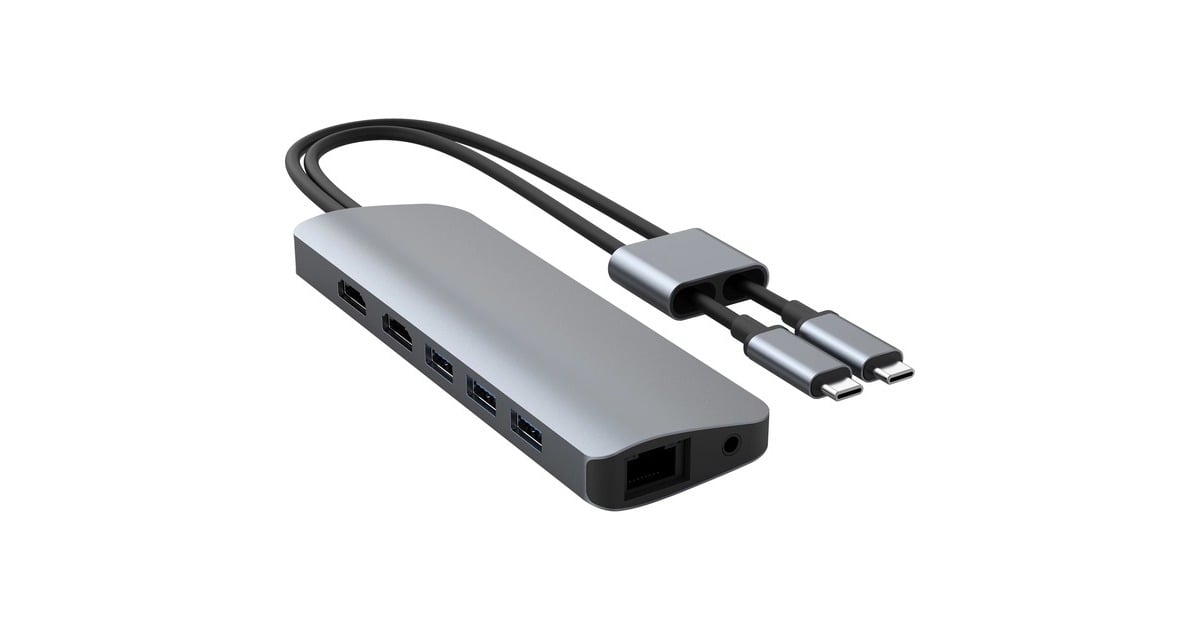 HyperHyperDrive VIPER 10-in-2 USB-C Hub dockingstation  (Donkergrijs)