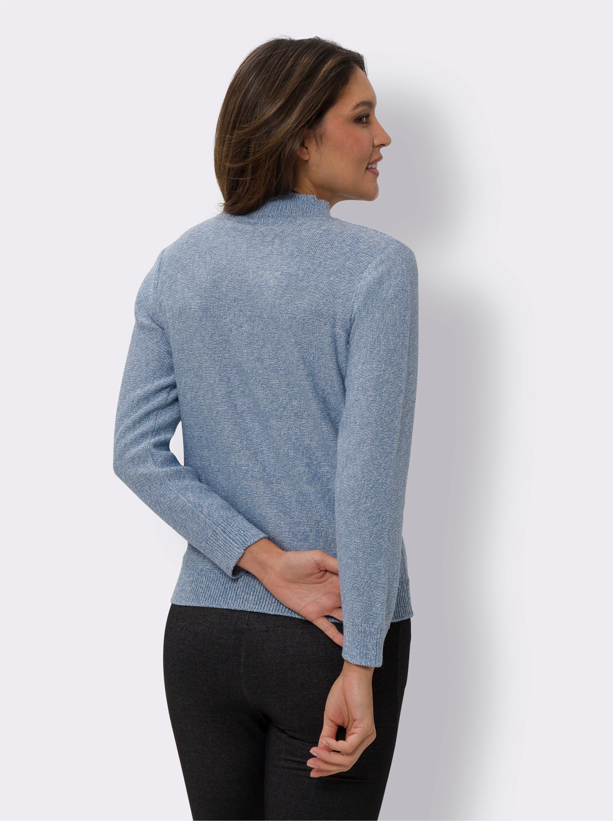 Langarm-Pullover in Melange-Optik