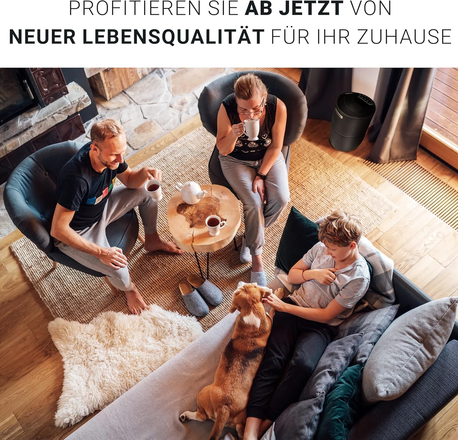 Unold 87215 Alpha Luftreiniger & 3-Fach Luftfilter (Hepa 13+ Aktivkohlenfilter+ Vorf im Schwarz entfernt Pollen, Staub, Viren und Allergene in Räumen mit bis zu 59 m²,99,97% effektiv