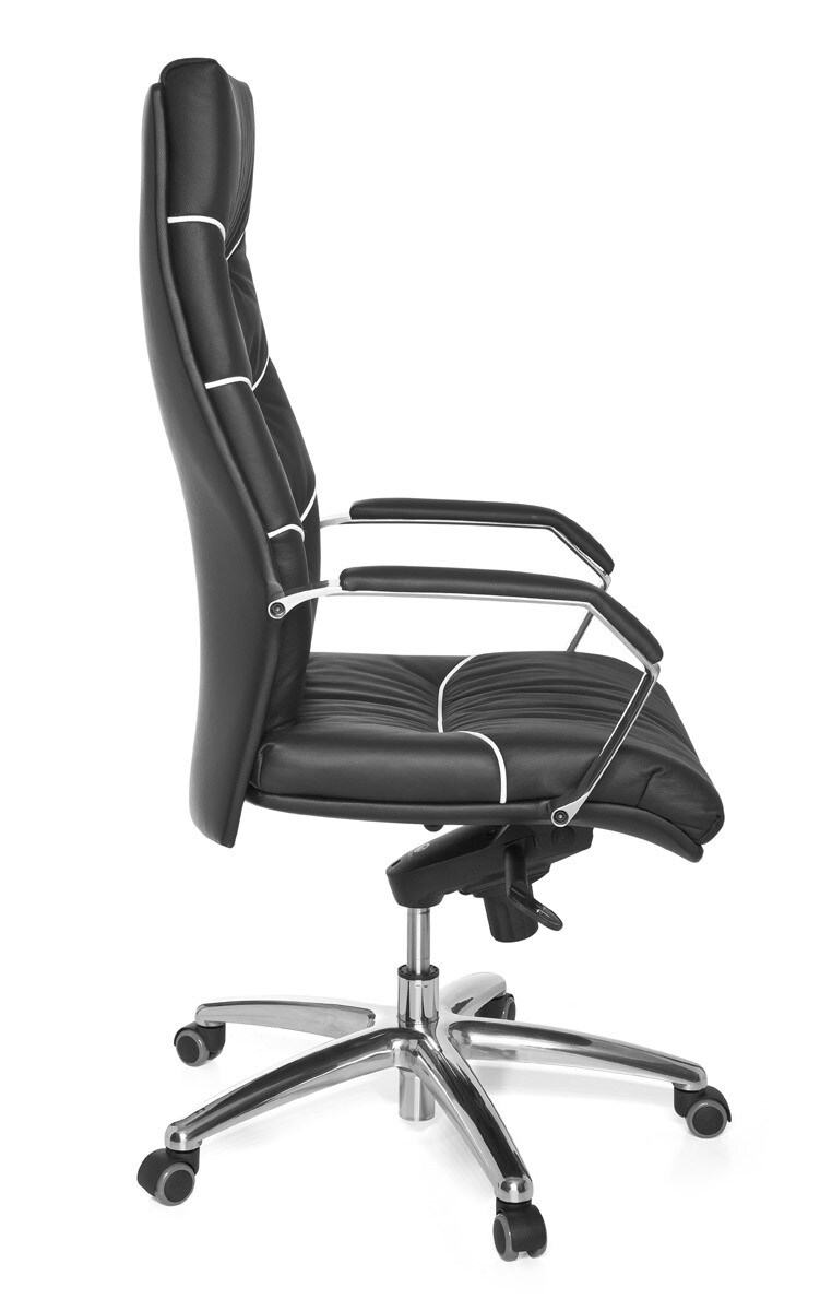 KADIMA DESIGN XXL Chefsessel Kanzas: Echtleder, Soft-Air Formpolster, verchromte Armlehnen, Aluminium-Fußkreuz, 5-Punkt Mechanik.