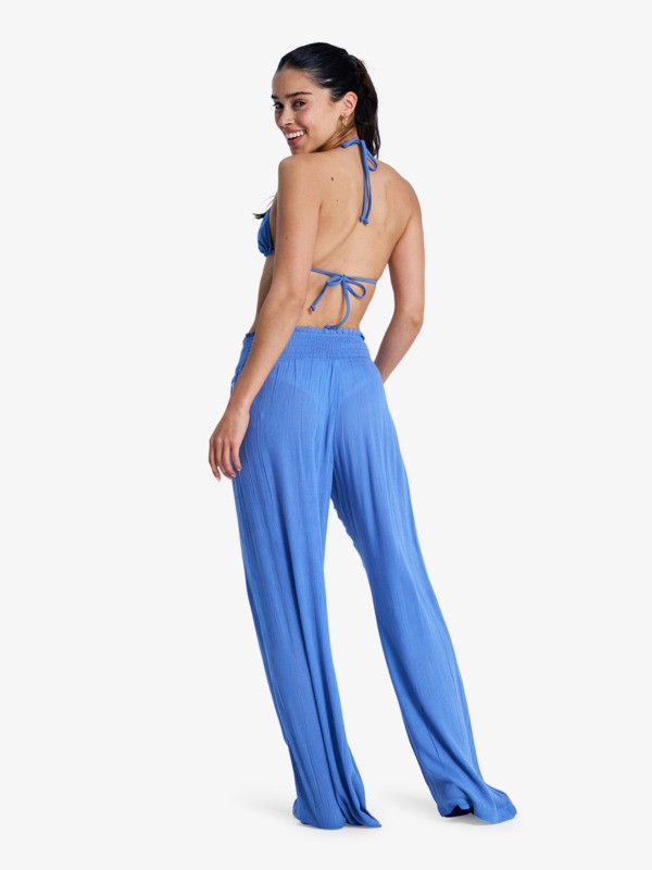 Along The Sunset Pantalon léger Bleu Femme