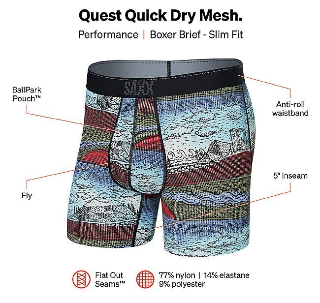 SAXX UNDERWEAR - QUEST QUICK DRY MESH BOXER BRIEF FLY