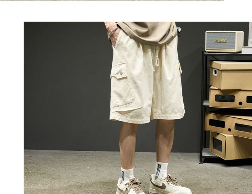 Urtishia - Effen cargoshorts met trekkoordtaille