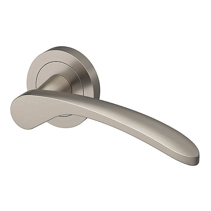 Ensemble poignée sur rosace rond à visser GoodHome Beare effet nickel satin gris Ø50mm