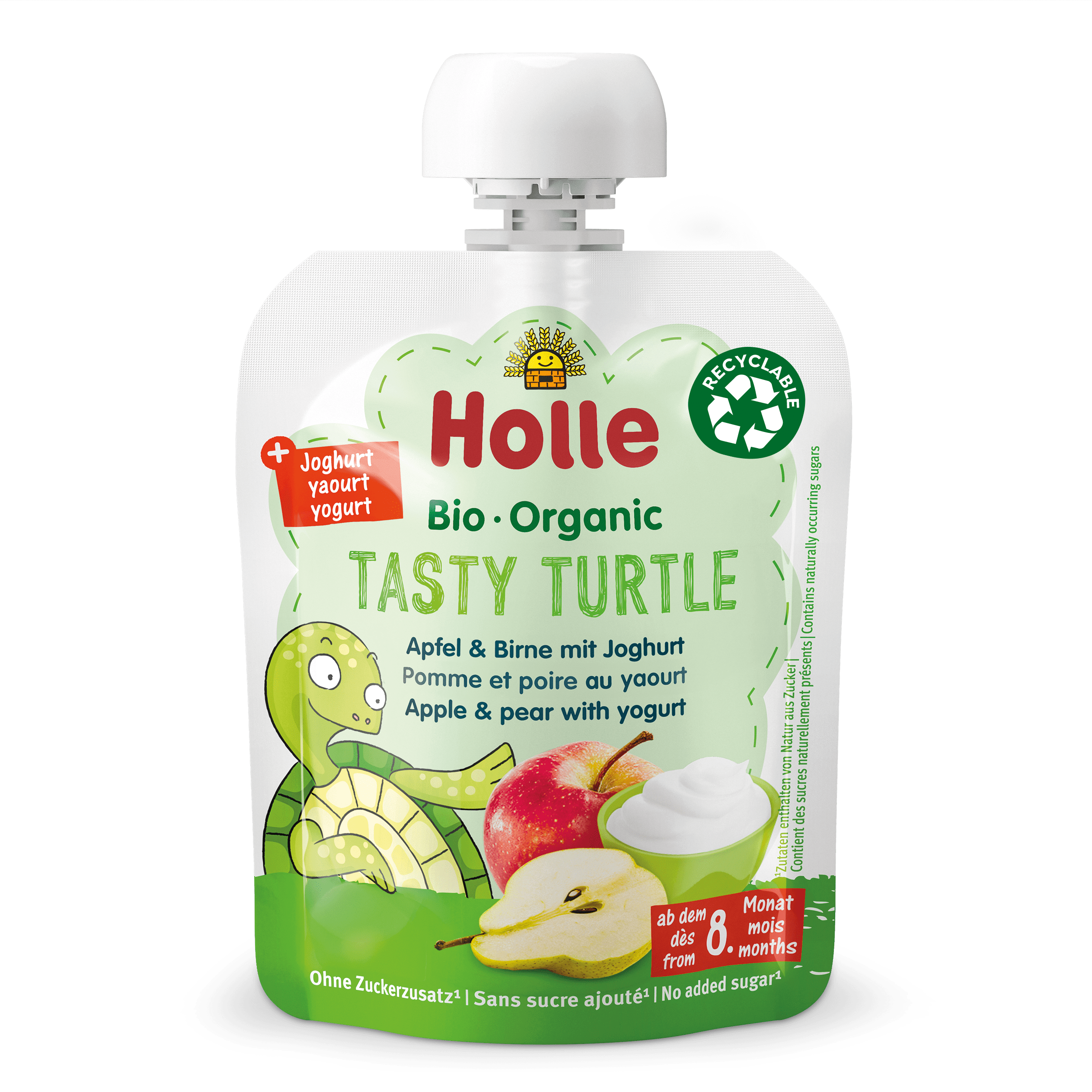 HOLLE Tasty Turtle<br>85 g, Beutel, flüssig, Apfel & Birne mit Joghurt