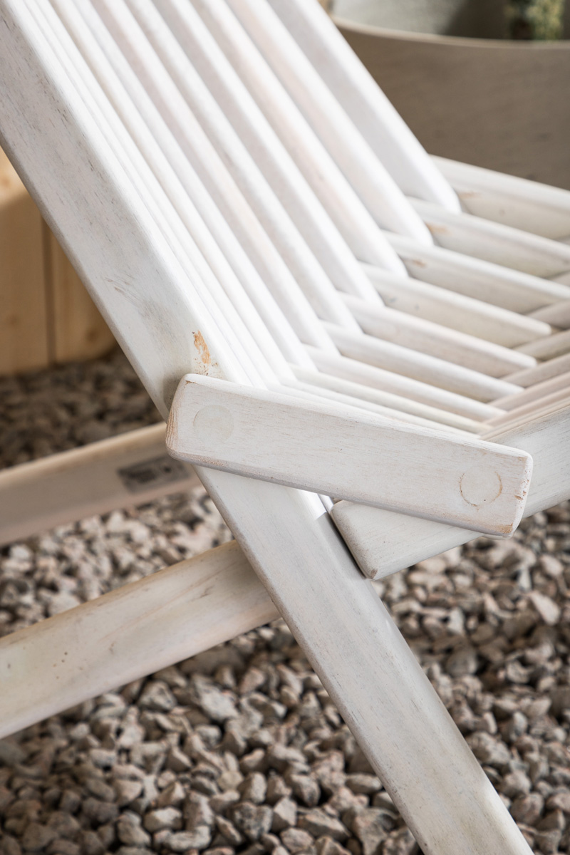 Houten tuin loungestoel Bastian - met hoofdkussen Wit