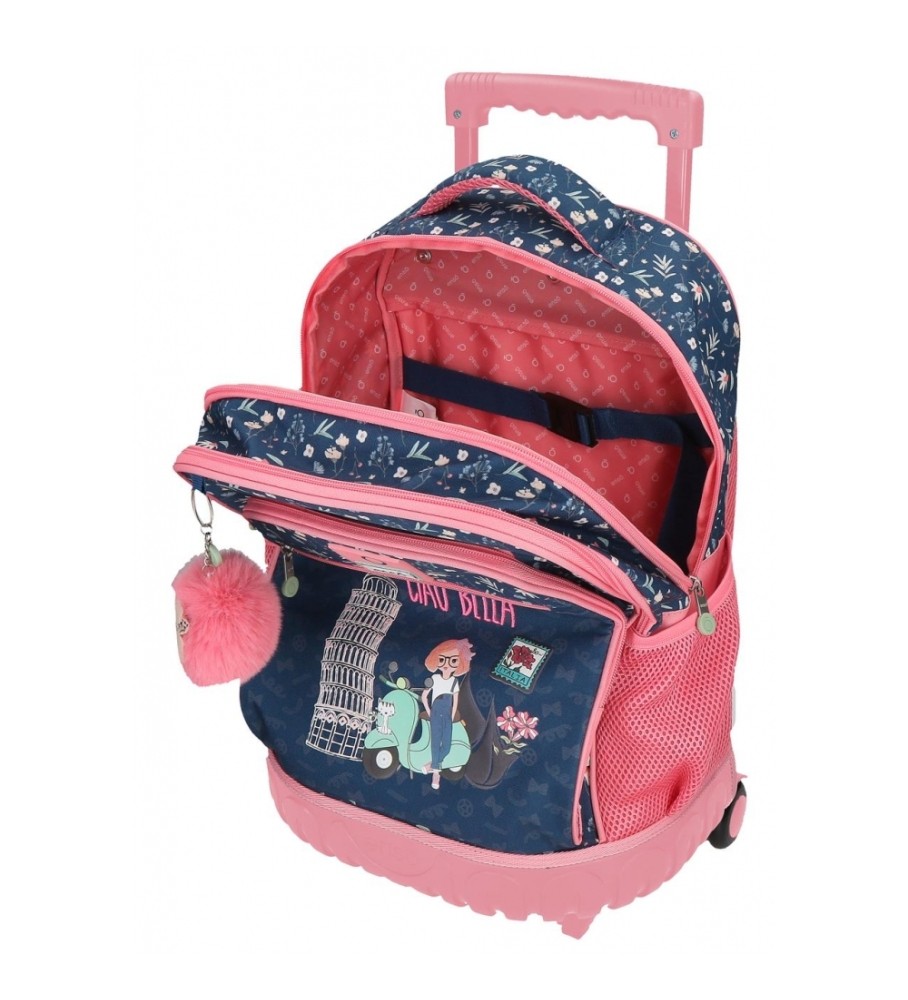 Mochila Enso Ciao Bella com 2 rodas, azul marinho