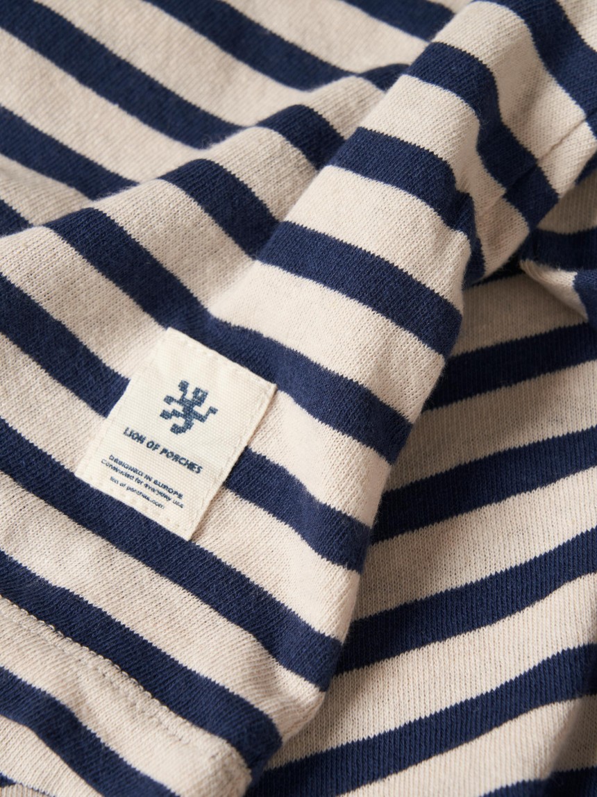 T-shirt às riscas em algodão e linho