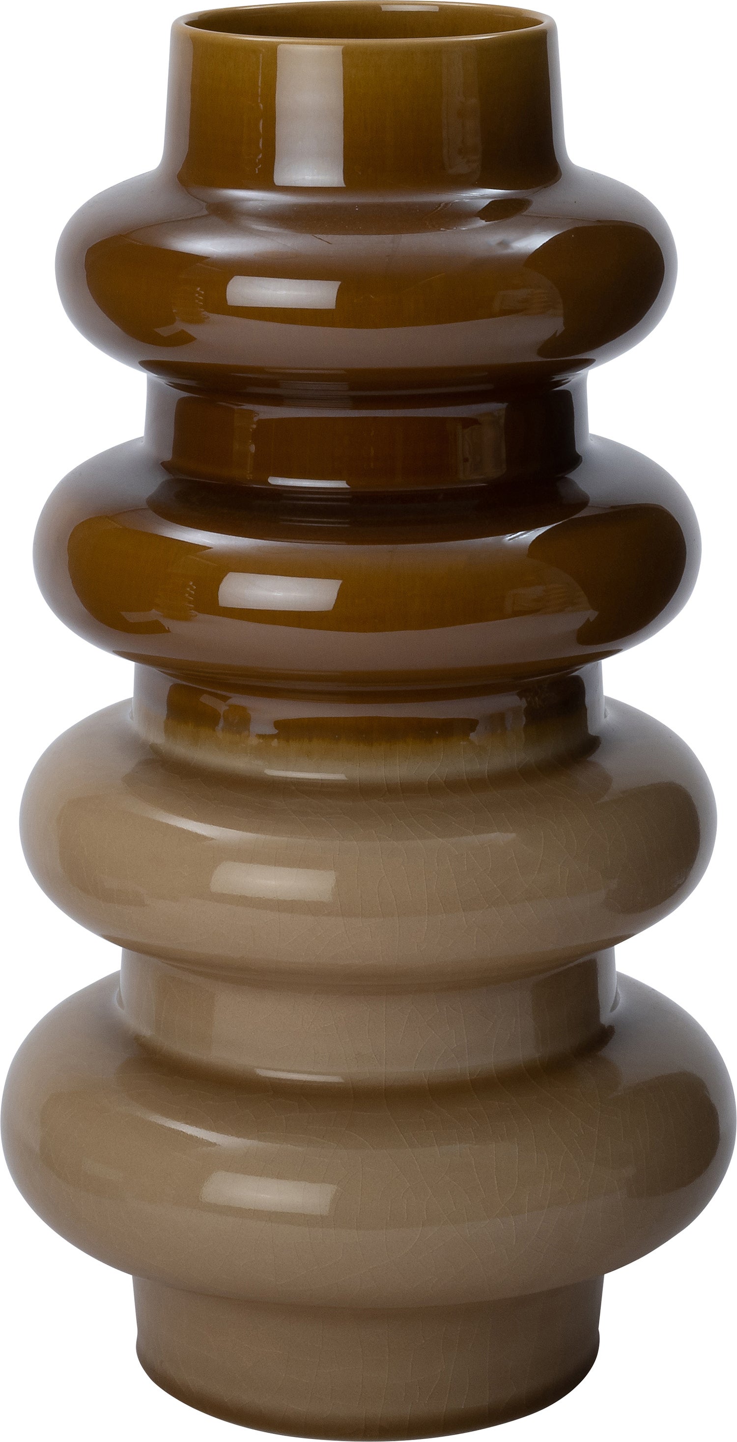 Intratuin vaas Syp bruin / beige D 21 H 38,5 cm