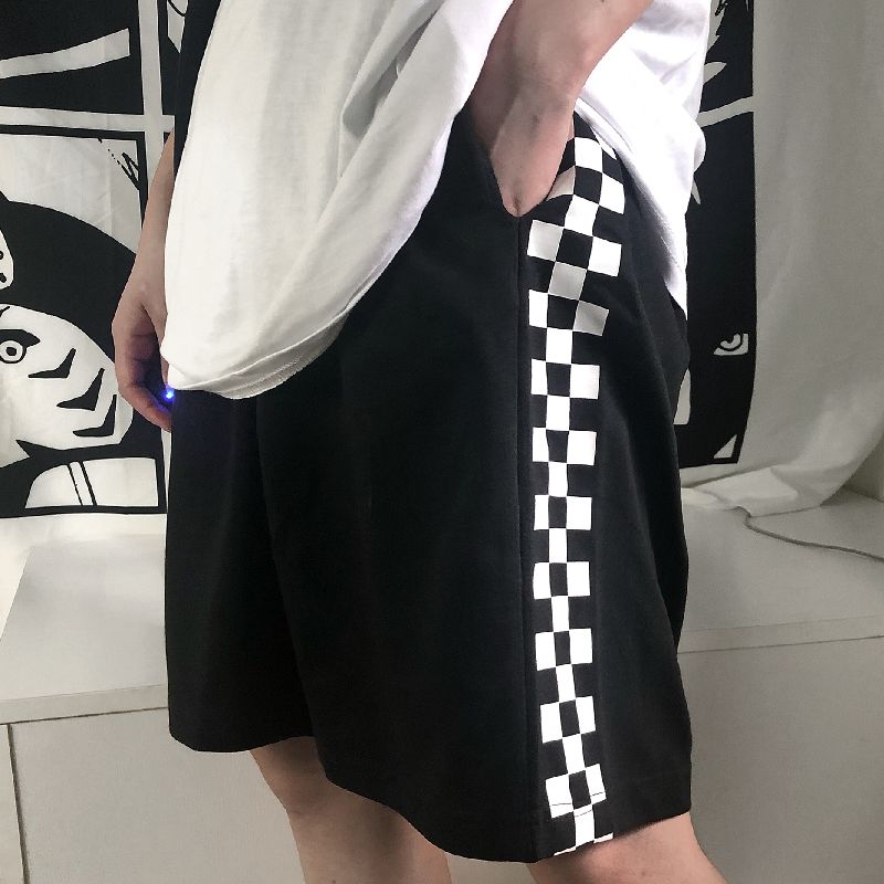 Giuliana - Sweatshort met schaakbordpatroon