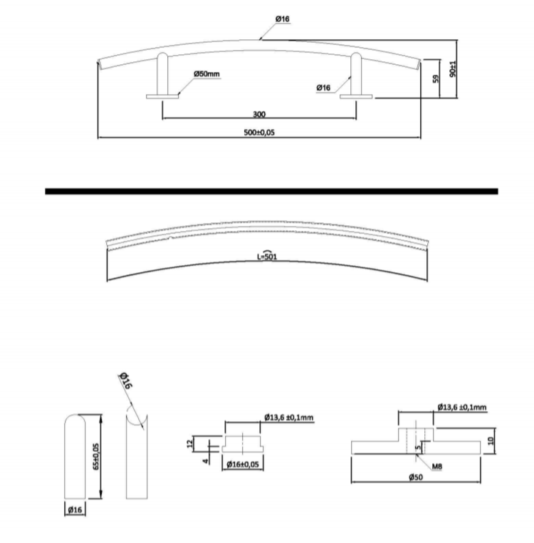 Handdoekhouder chroom 51 cm. voor design radiatoren