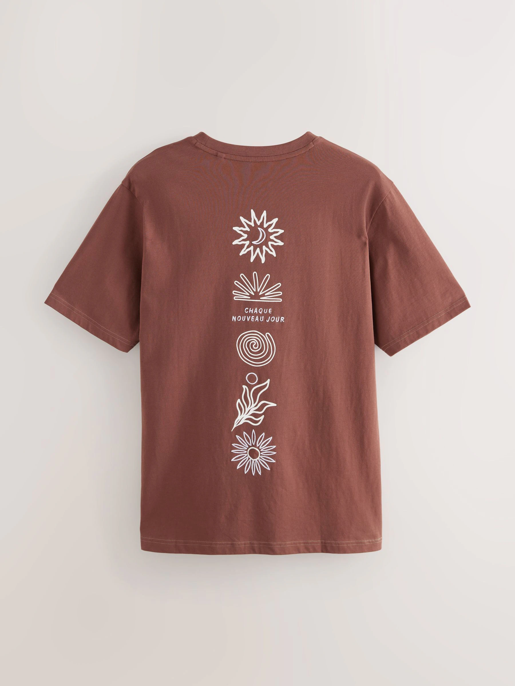Wit/blauw/bruin - Normale Pasvorm - Set van 3 T-shirts met print