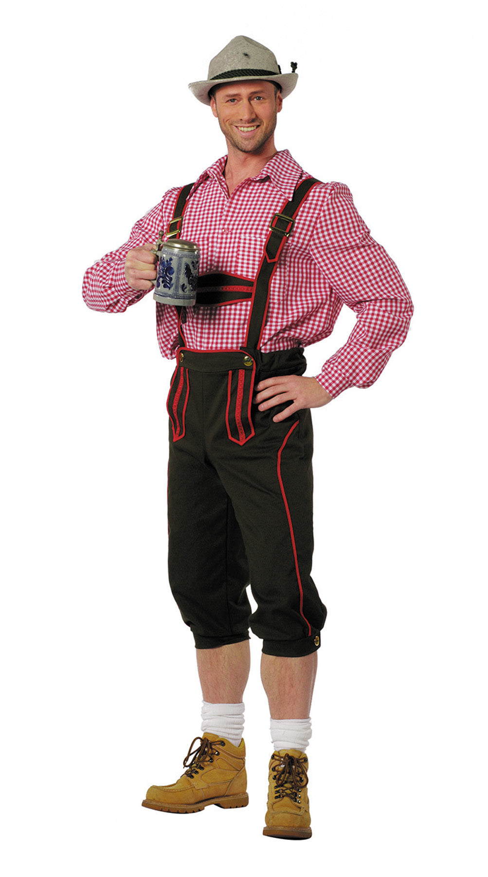 Lederhose Zwart Rood Heren
