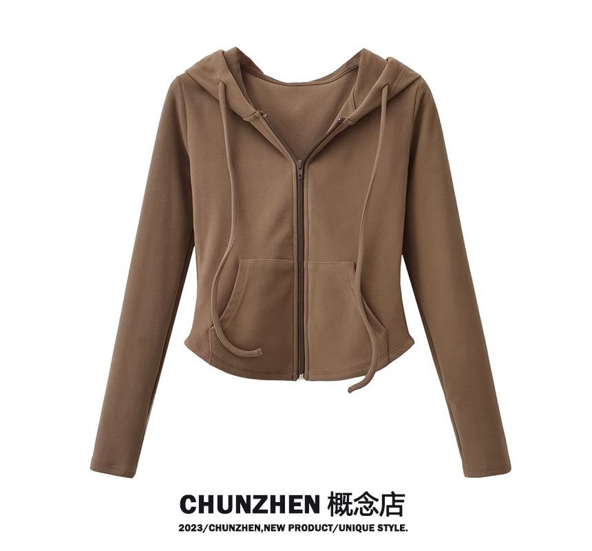 Fatankora - Effen cropped hoodie met rits