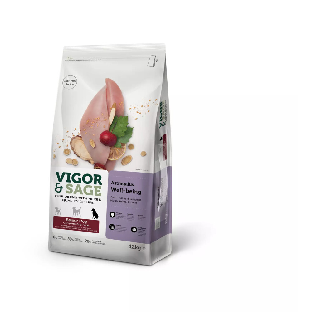 Vigor & Sage Hondenvoer Senior Well-Being Astragalus12 kg