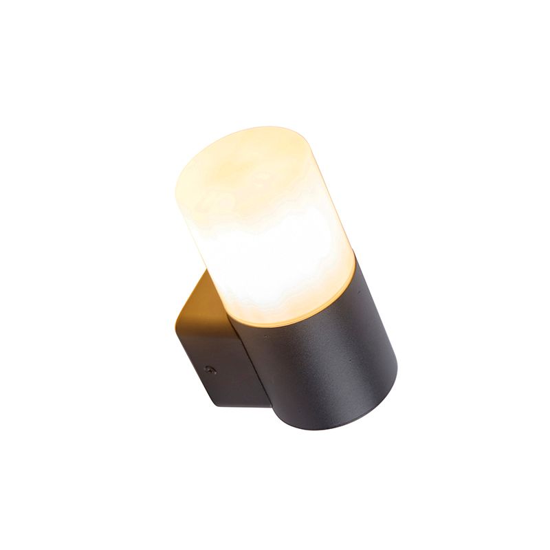 Moderne buiten wandlamp zwart met opaal kap IP44 - Odense