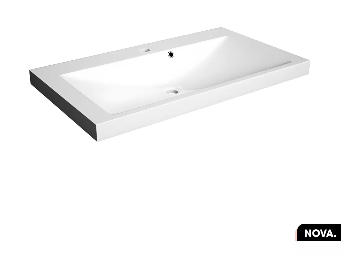 Vasque à encastrer avec siphon OFFERT | NOVA | Blanc | 80 × 6 × 46