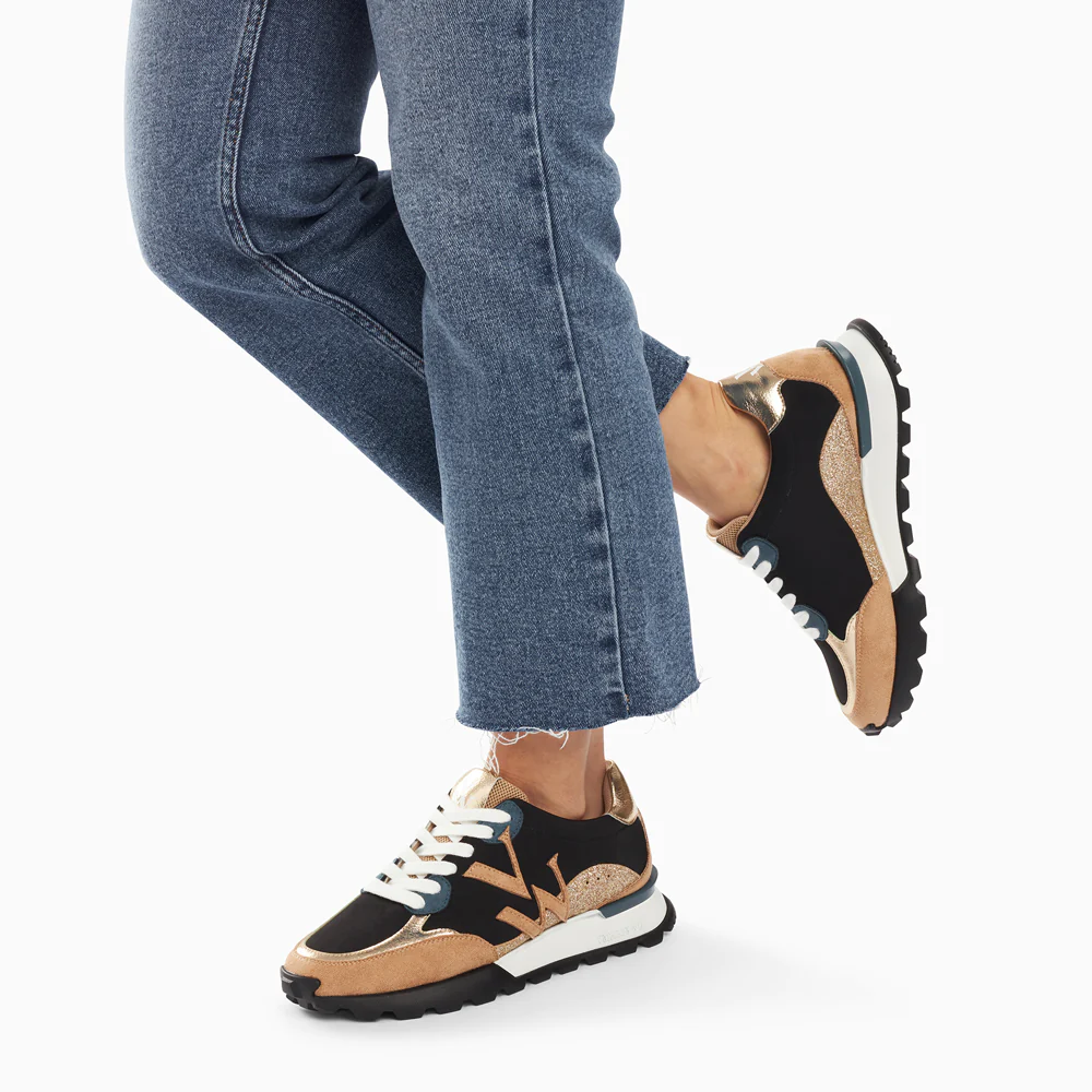 Sneakers-Baskets monogramme Caterina noir à semelle running