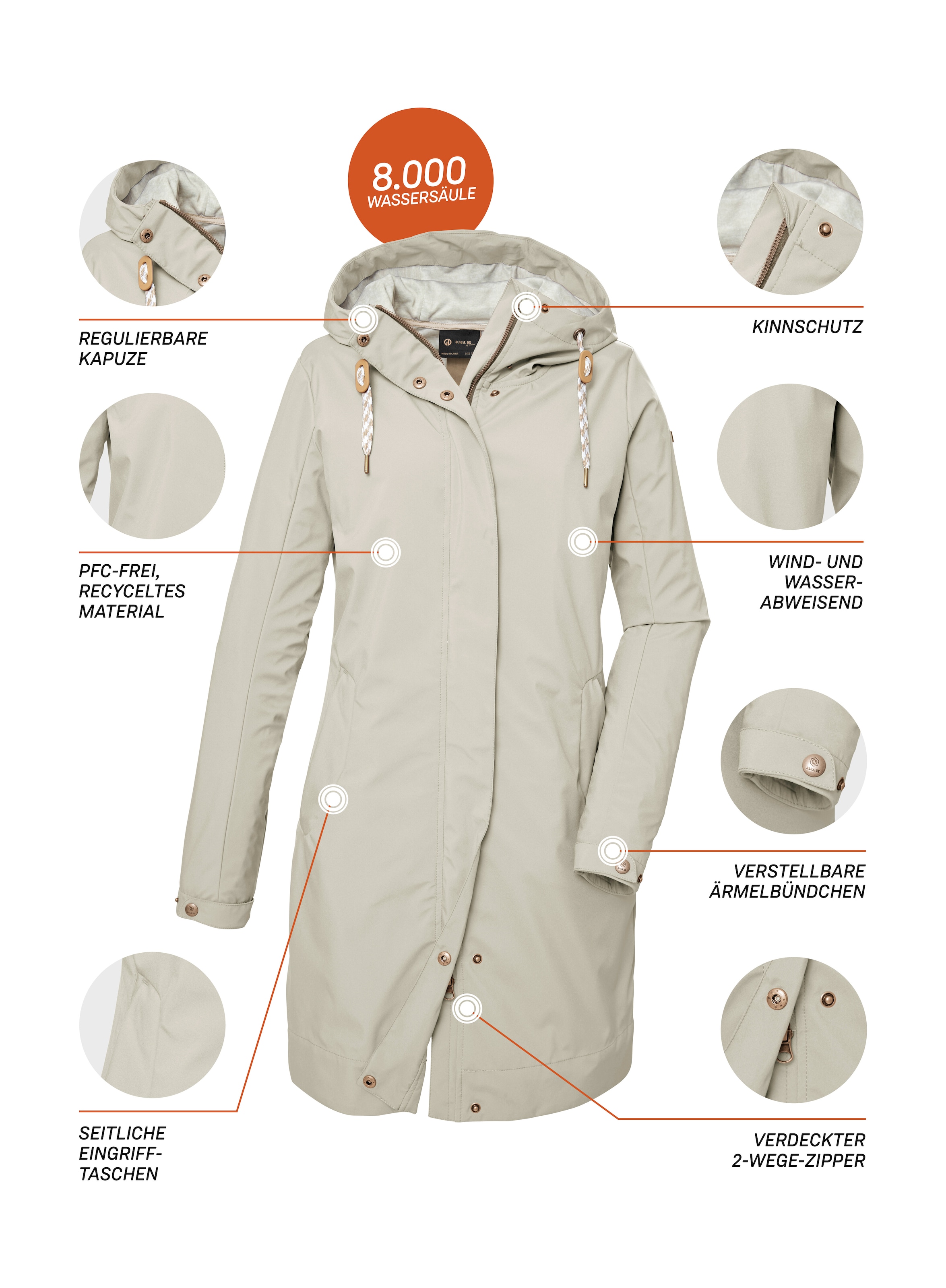 G.I.G.A. DX by killtec Softshellparka »GS 16 WMN SFTSHLL PRK« Wasserdichter, atmungsaktiver Parka aus recycelten Materialien