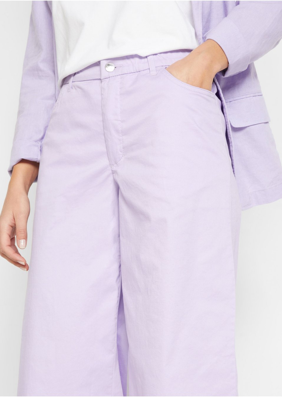 Pantalon twill avec jambes larges et taille confortable