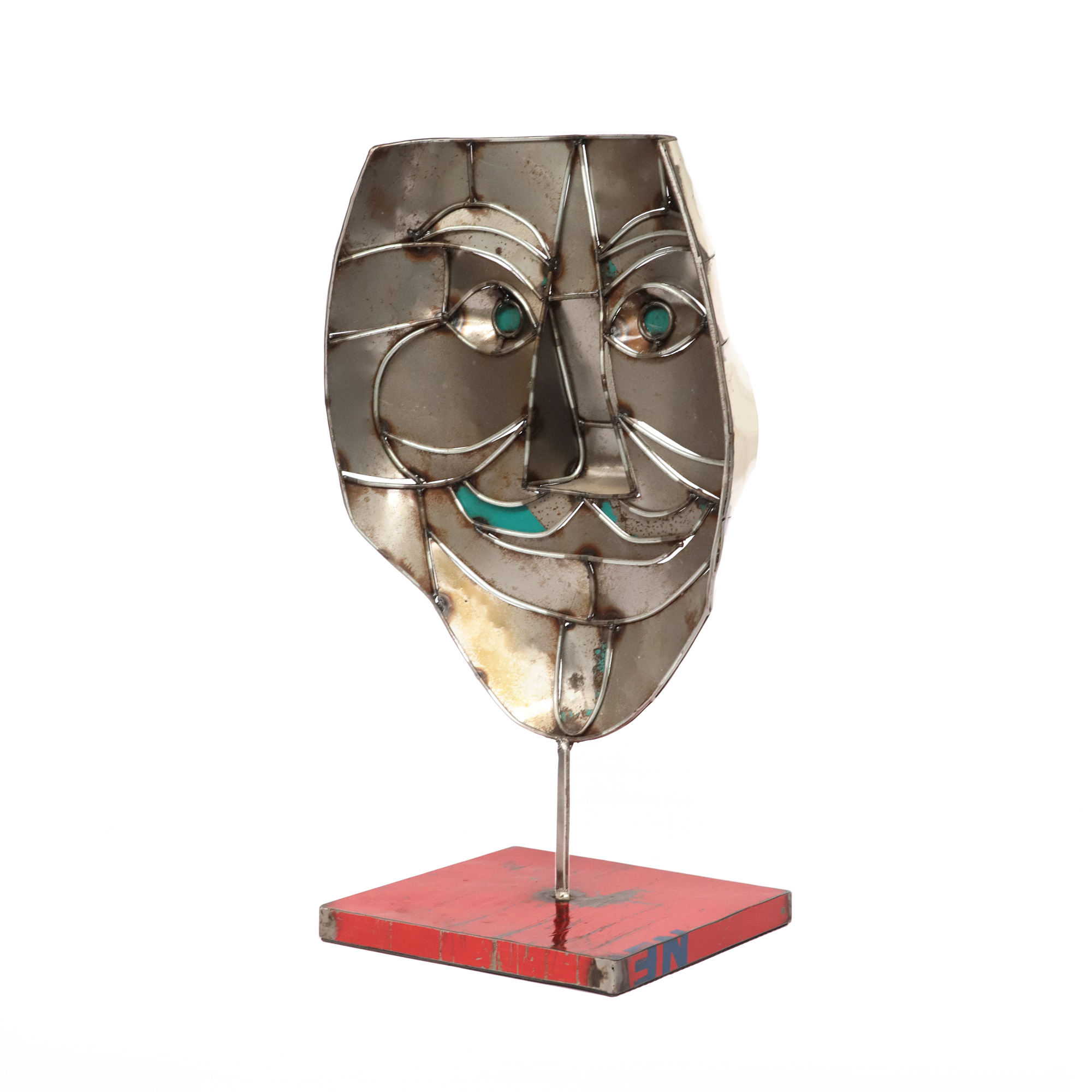 Maske 'Joker' aus Ölfässern, multicolor, H 54 cm, B 32 cm von fischer's lagerhaus