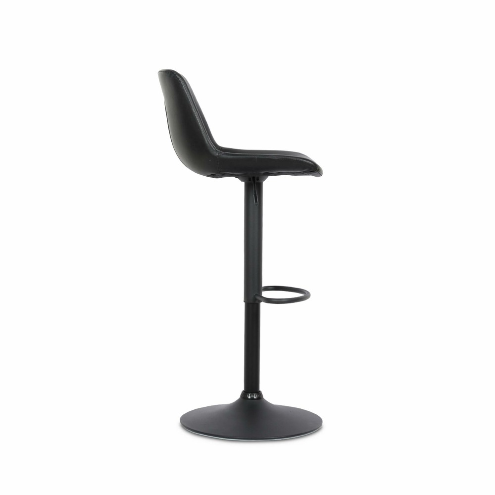 Lot de 2 tabourets de bar réglables - noah - simili cuir noir - hauteur réglable 60.5/81.5cm . Repose-pieds