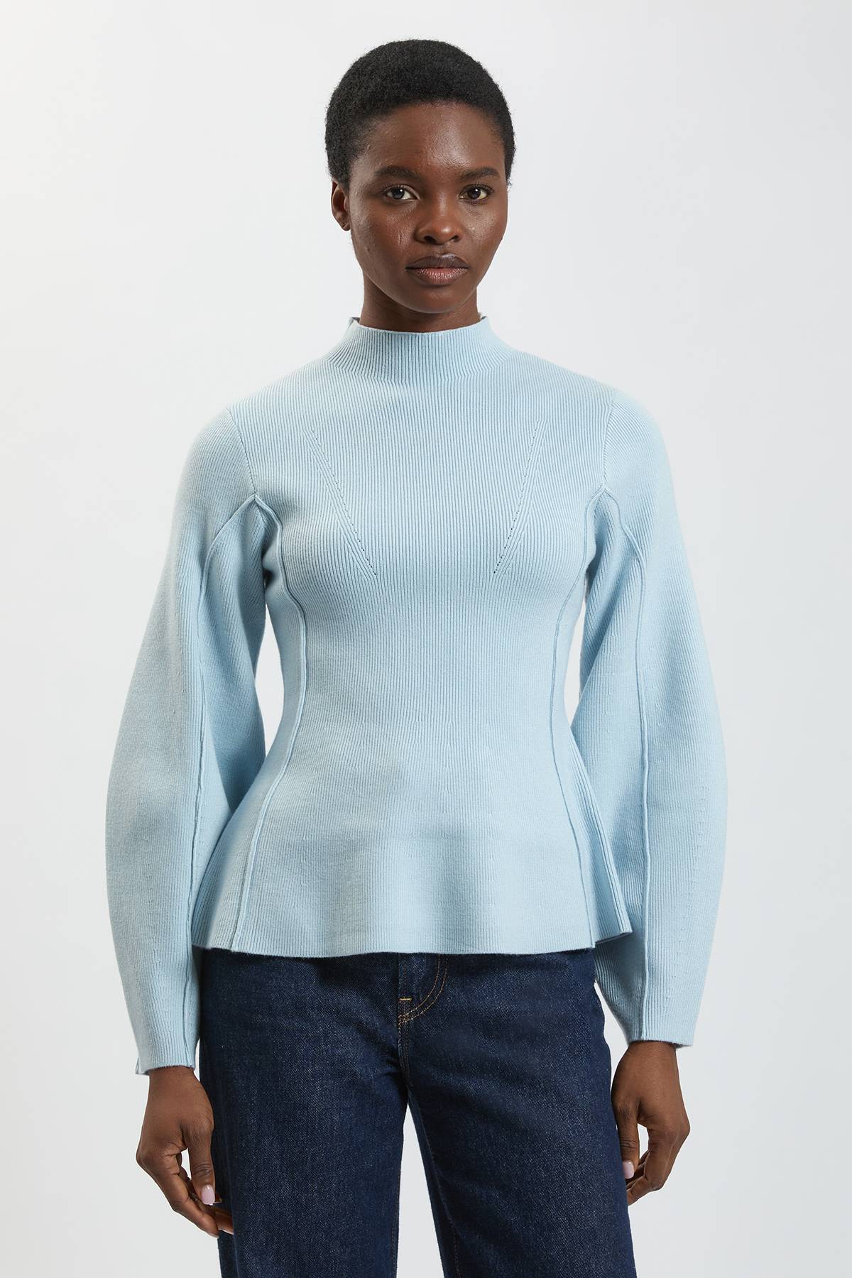 KarenMillen Synthétiquell Col Montant À Manches Arrondies Aspect Laine Tricotée