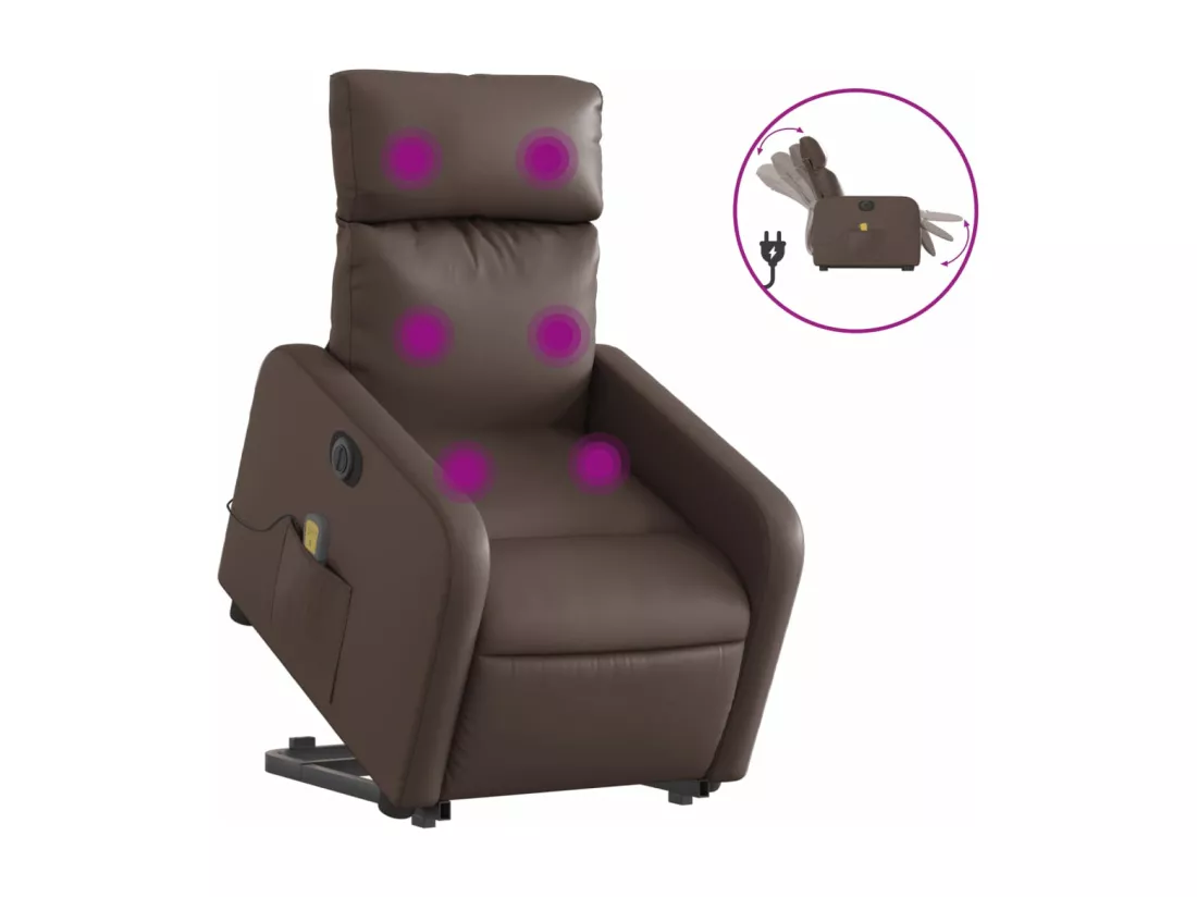 Fauteuil inclinable massant électrique marron similicuir