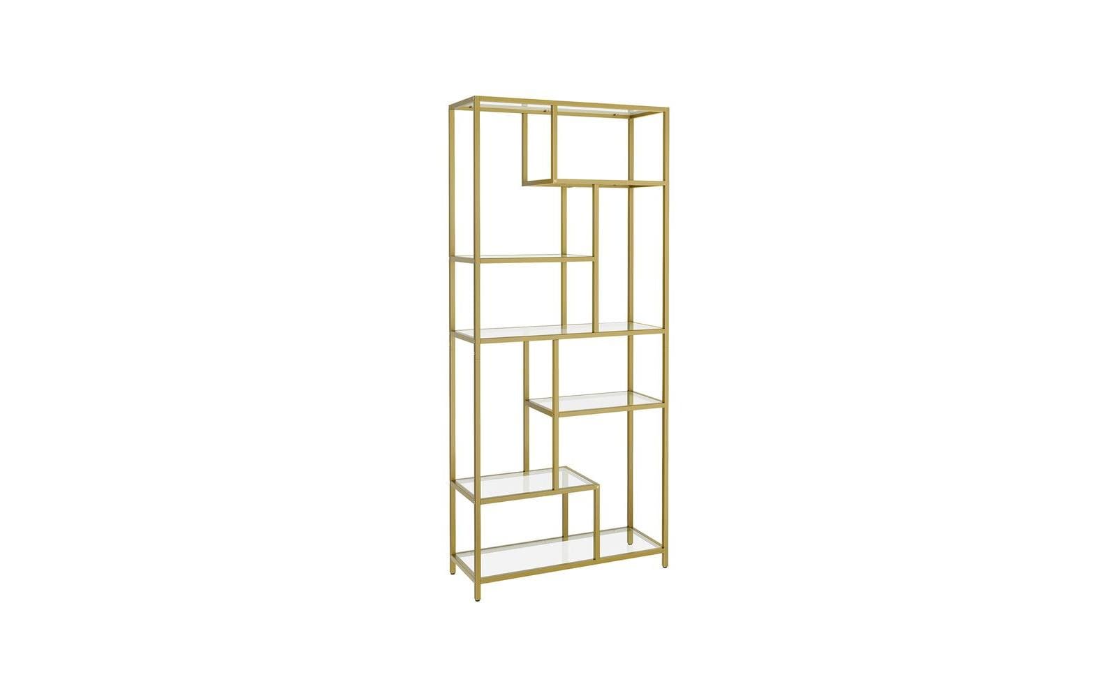 Regal 6 Ablagen 80 x 180.3 cm, Gold<br>Regal mit diversen Glasablagen