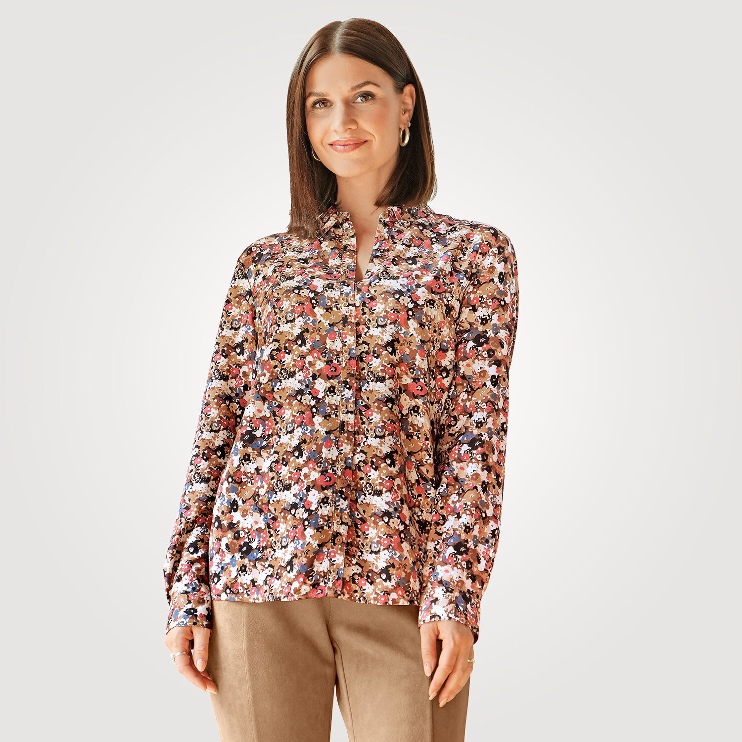 Langarmbluse Blümchen Print mit Hemdkragen