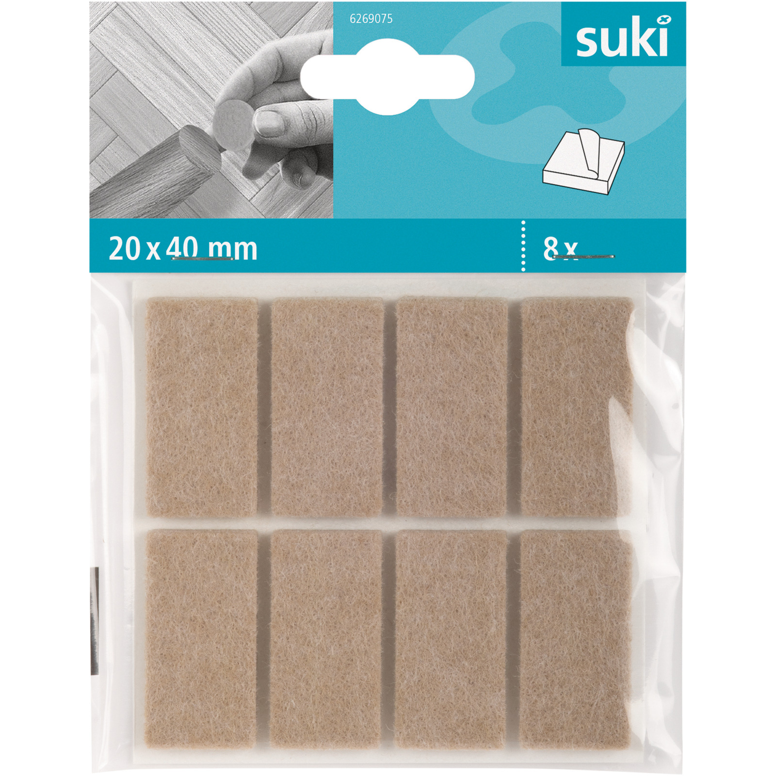 Parkettgleiter klebend, 4x2cm, 8 Stück, beige