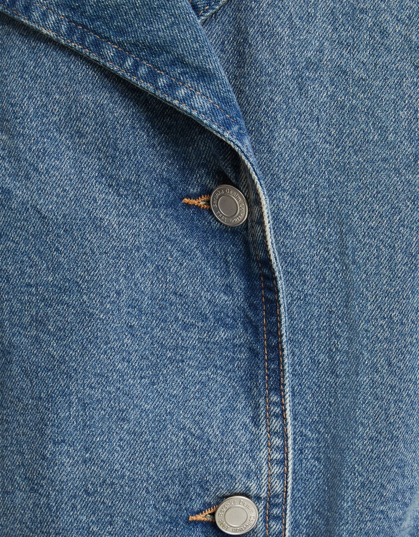 Jaqueta trench coat jeans cropped
