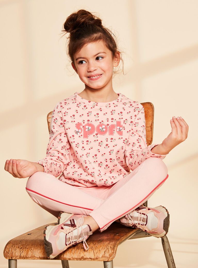 Sweat Sport rose à fleurs