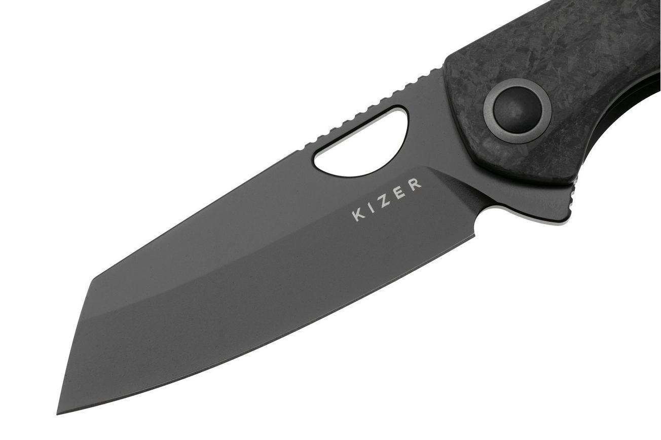 Kizer Sparrow Ki3628A2 Black CPM S45VN, Marble Carbon Fiber/Titanium zakmes, Vincent Rizzo design