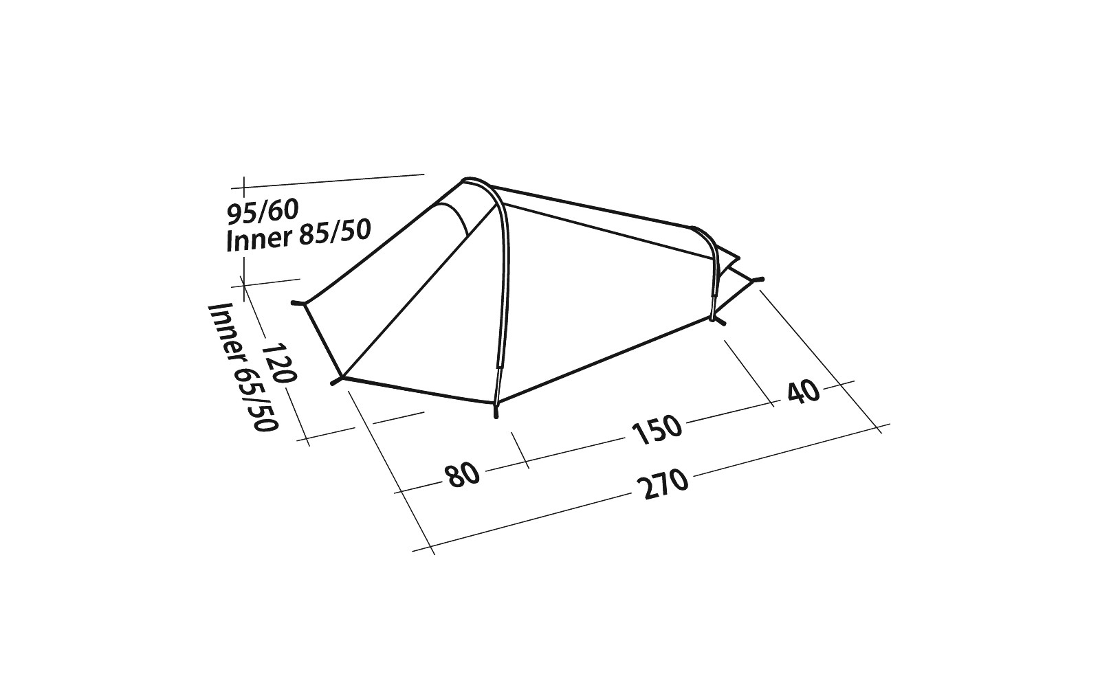Robens Arrow Head Tunnelzelt 270 x 120 x 95 cm für 1 Person
