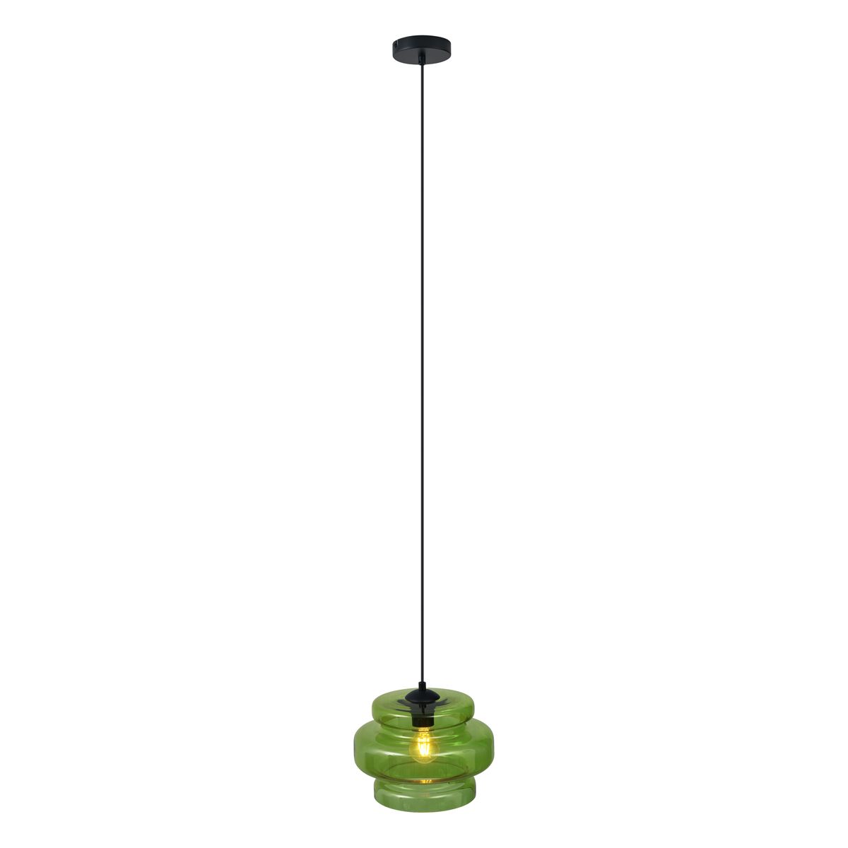Retro hanglamp zwart met groen glas - Denise
